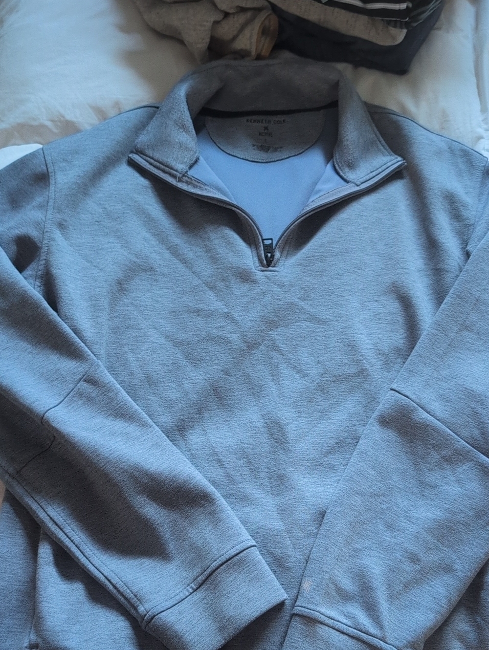 Kenneth Cole Men's Light Blue Zip-Up Quarter Sweatshirt
